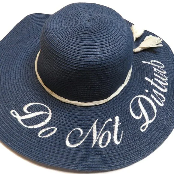 Tropical Trends DPC Dorfman Pacific Beach Floppy Sun Hat Do Not Disturb Blue - Picture 2 of 5